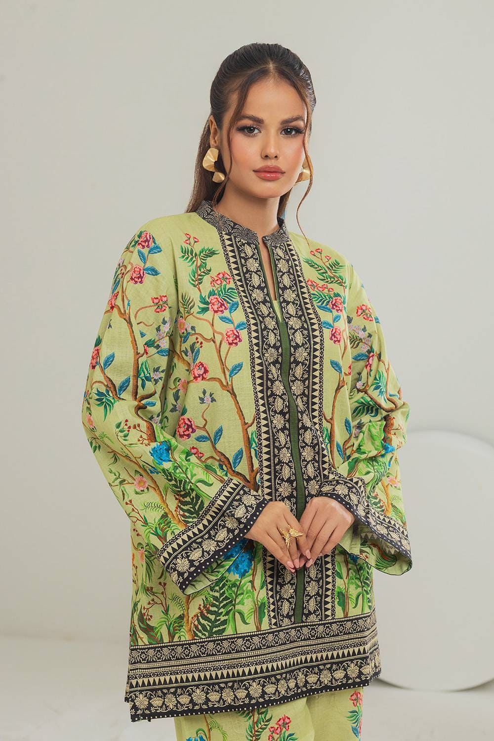 Cross Slub Printed Co-Ord Set IPST-44126
