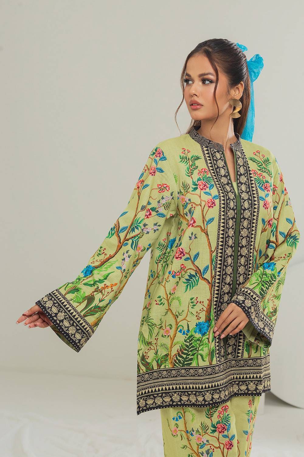 Cross Slub Printed Co-Ord Set IPST-44126