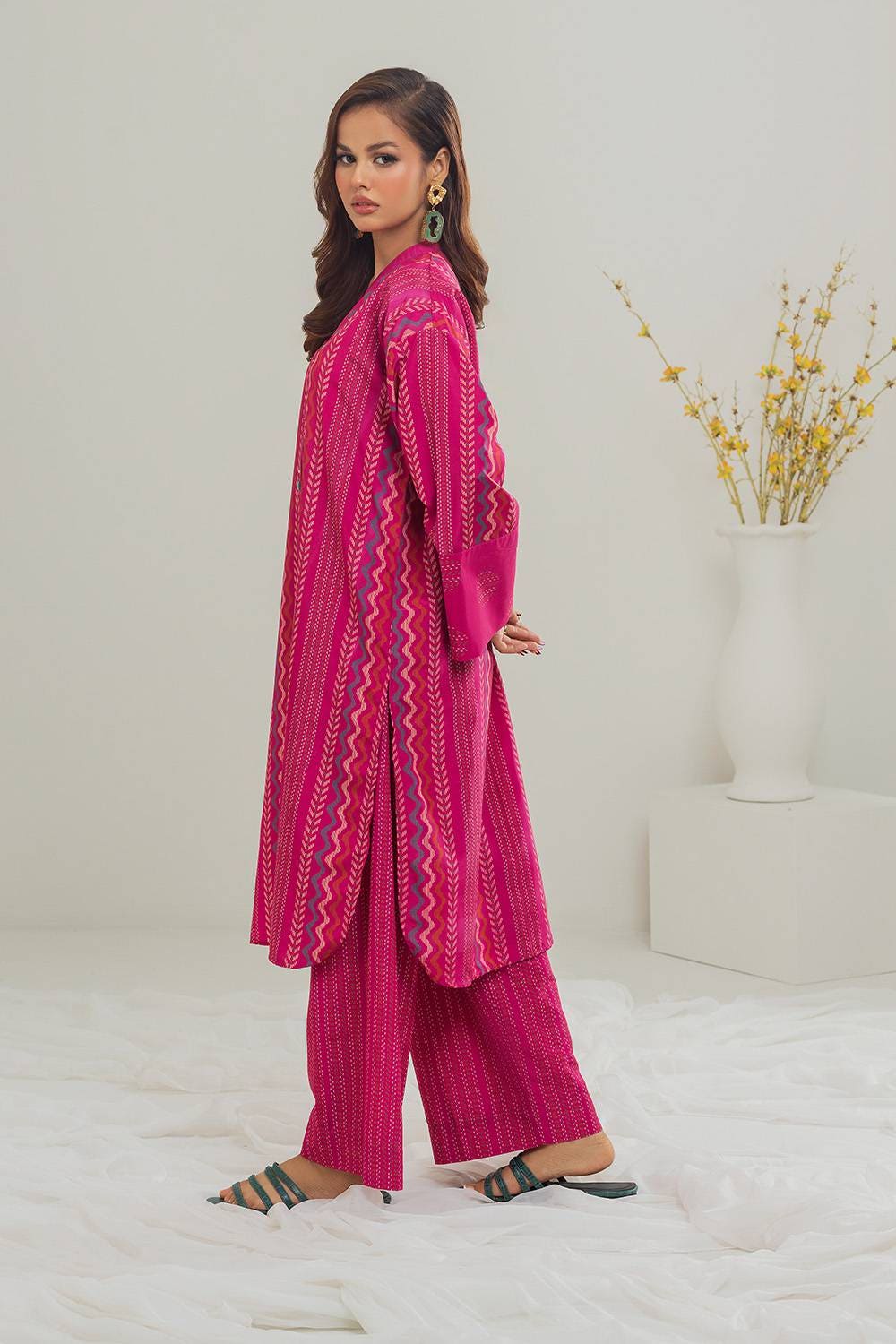 Poly Raw Slub Printed Co-Ord Set IPST-44129