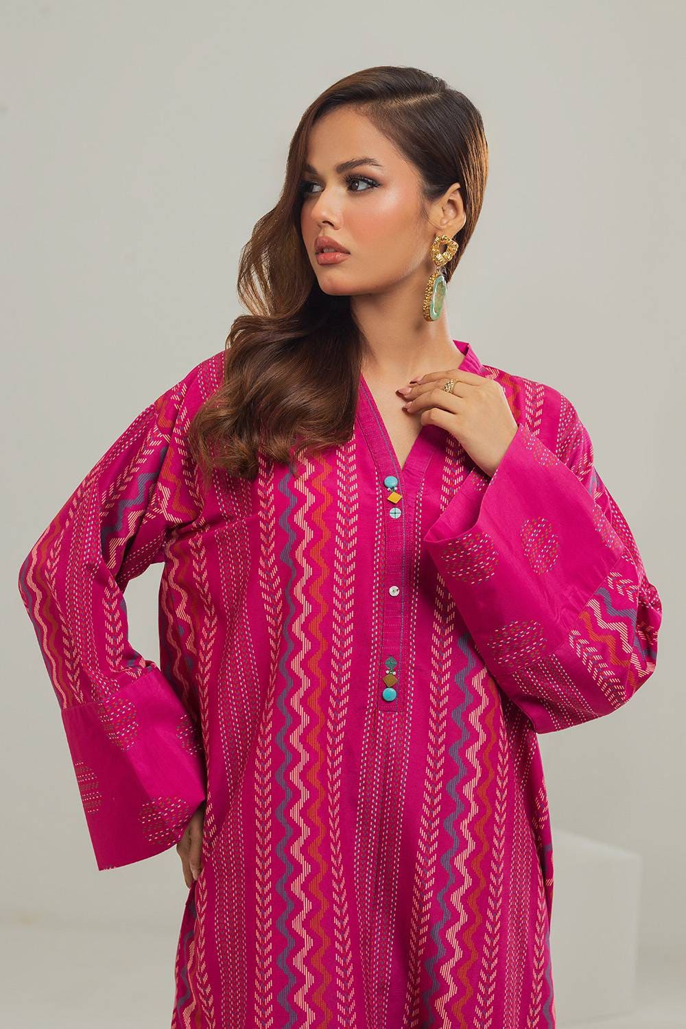 Poly Raw Slub Printed Co-Ord Set IPST-44129