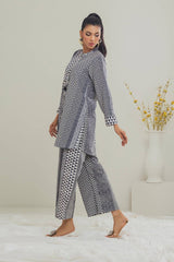 Poly Raw Slub Printed Co-Ord Set IPST-44130