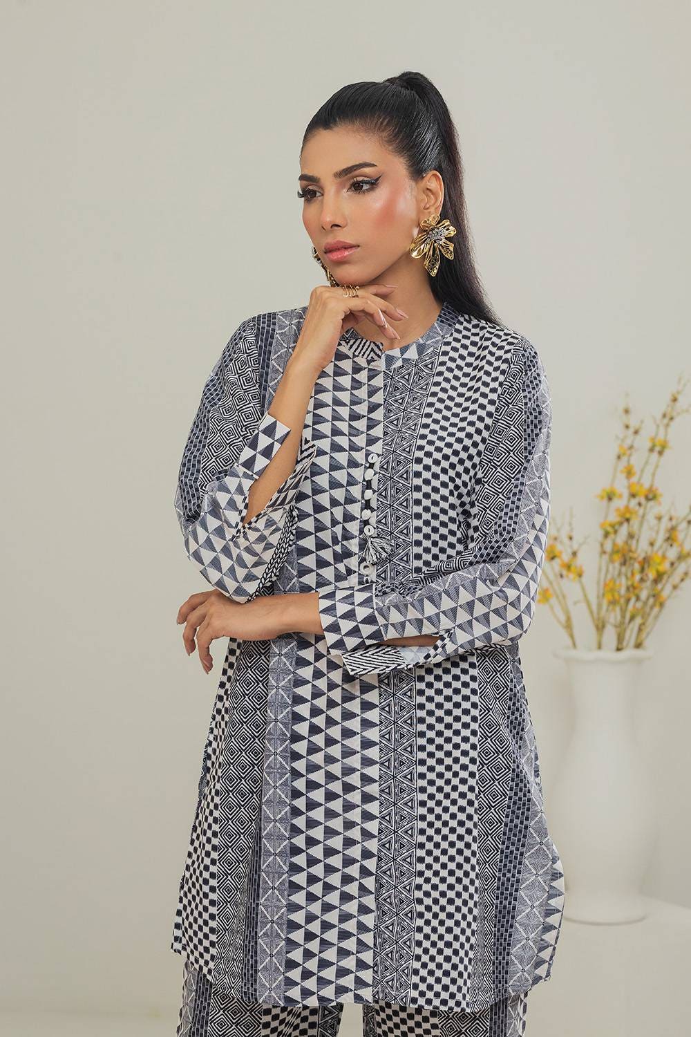 Poly Raw Slub Printed Co-Ord Set IPST-44130