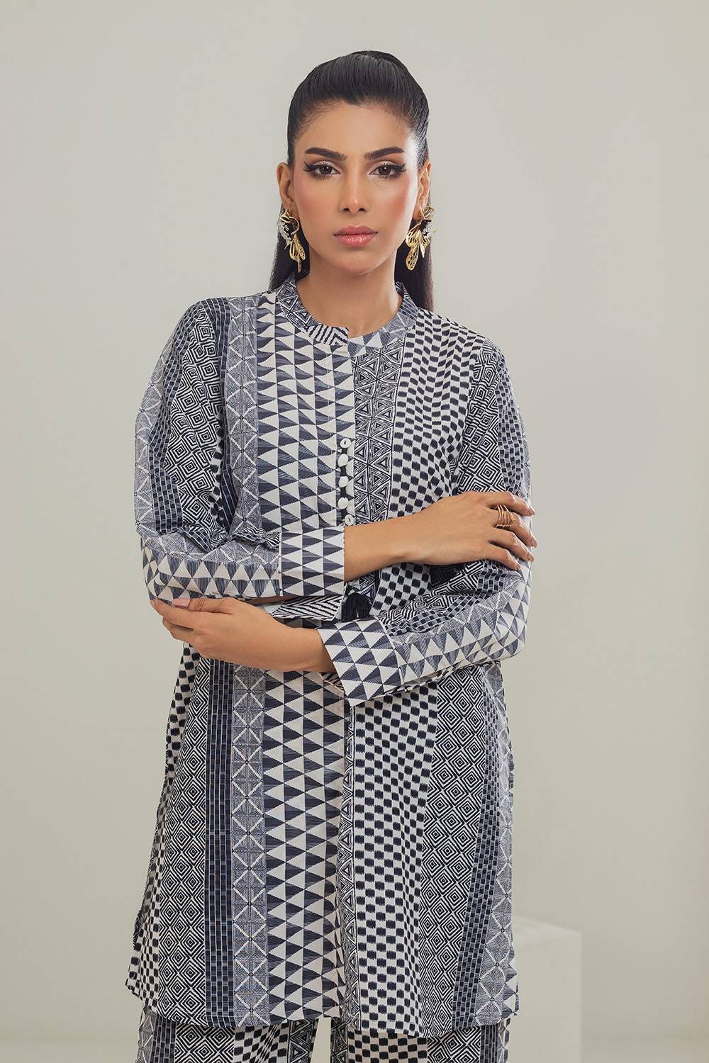 Poly Raw Slub Printed Co-Ord Set IPST-44130