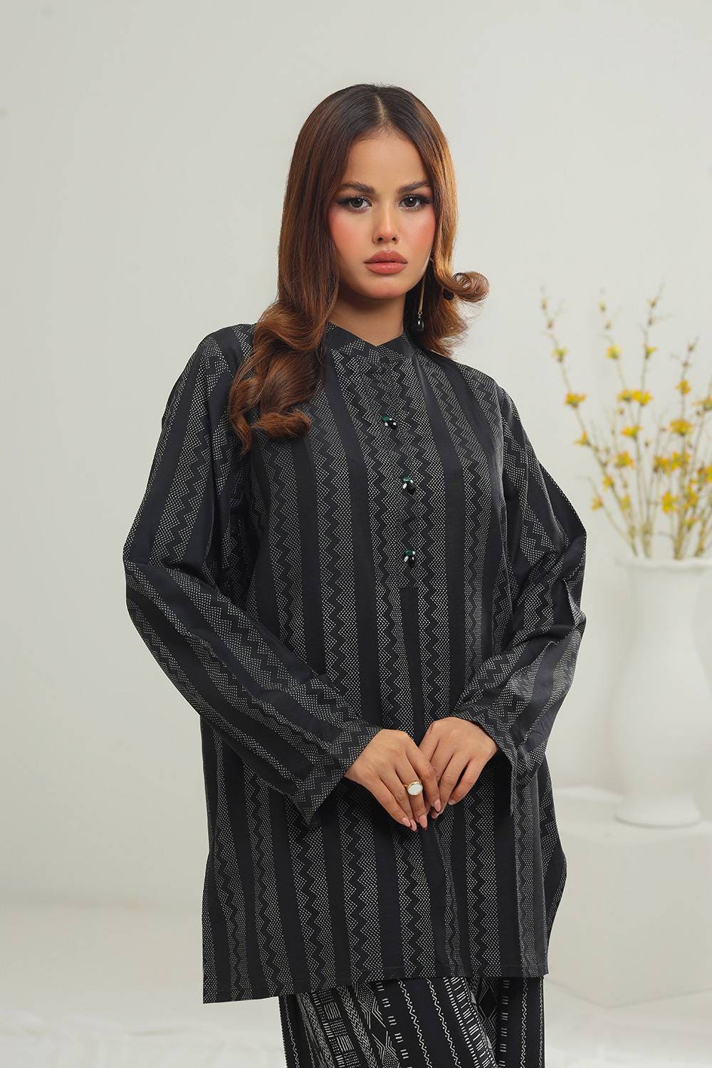 Poly Raw Slub Printed Co-Ord Set IPST-44132