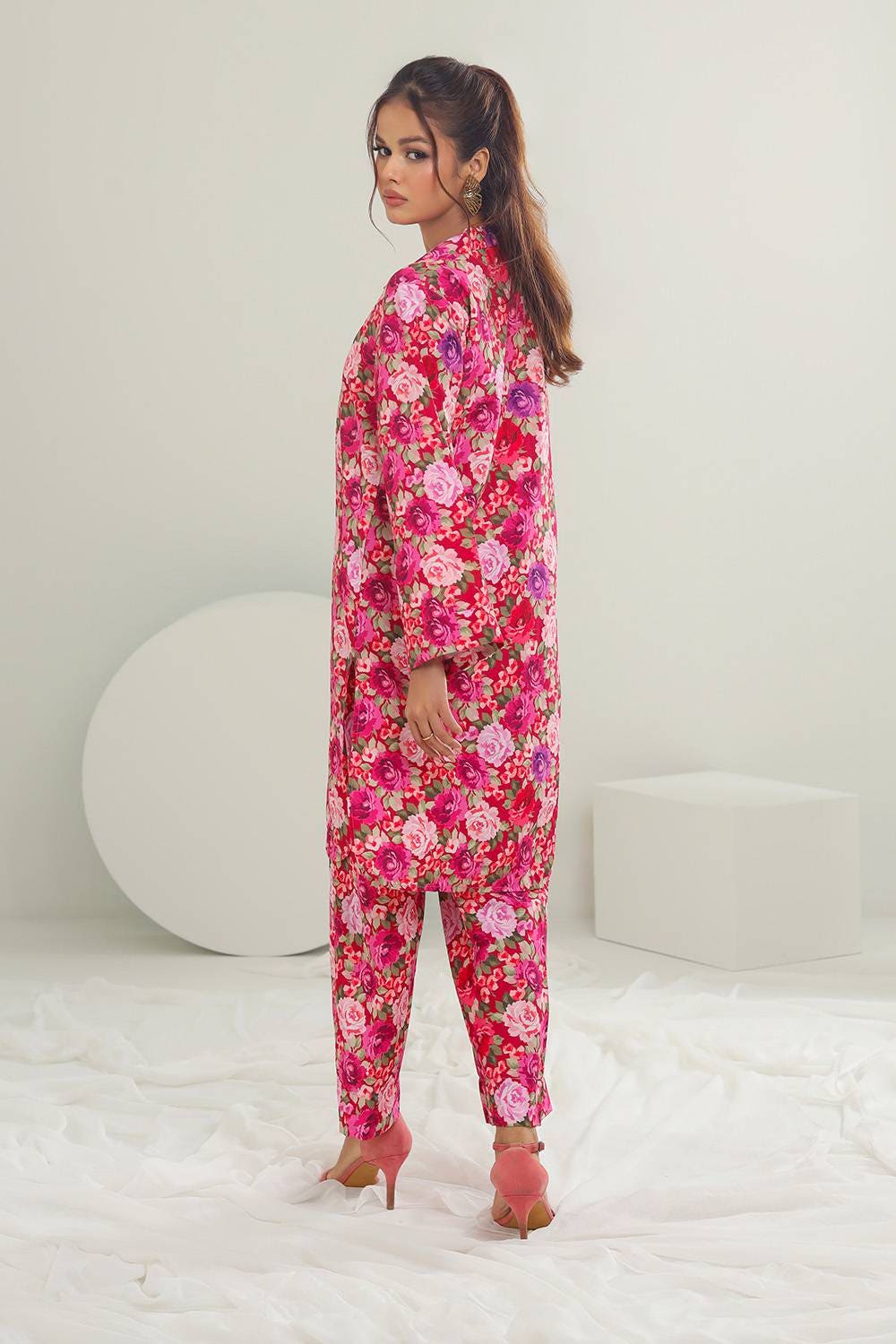 Poly Raw Slub Printed Co-Ord Set IPST-44136