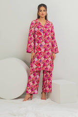 Poly Raw Slub Printed Co-Ord Set IPST-44136