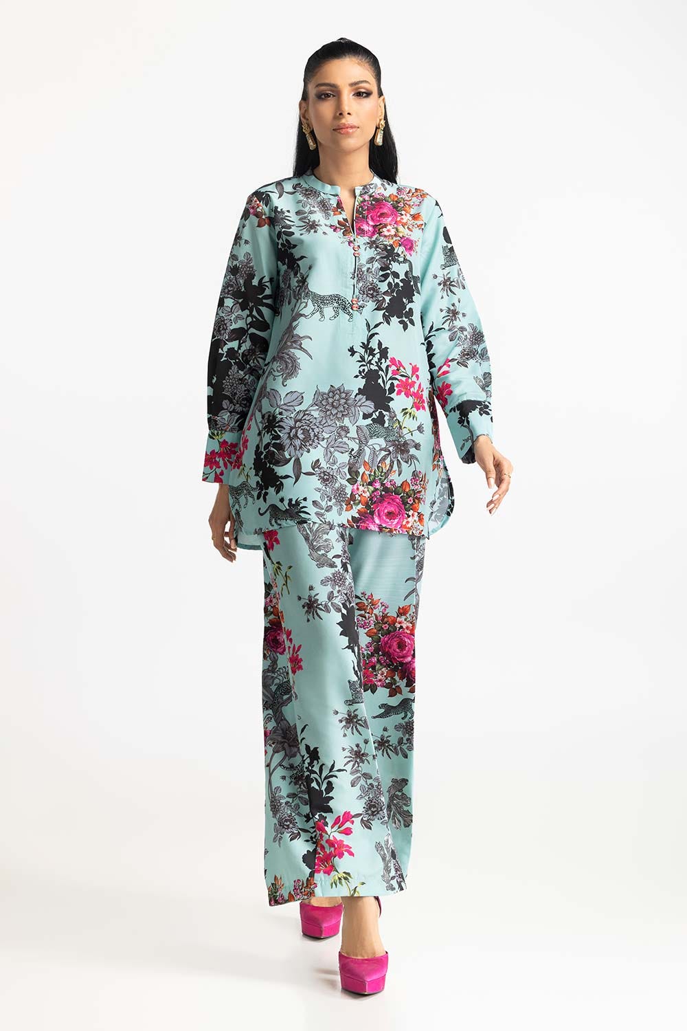 Poly Raw Slub Printed Co-Ord Set IPST-44137