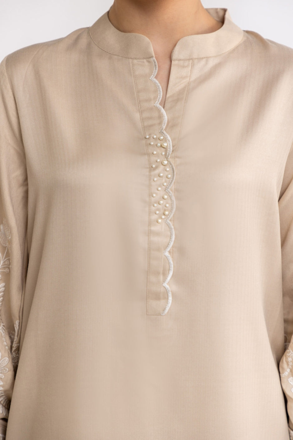 Herringbone Embroidered Shirt And Dyed Trouser