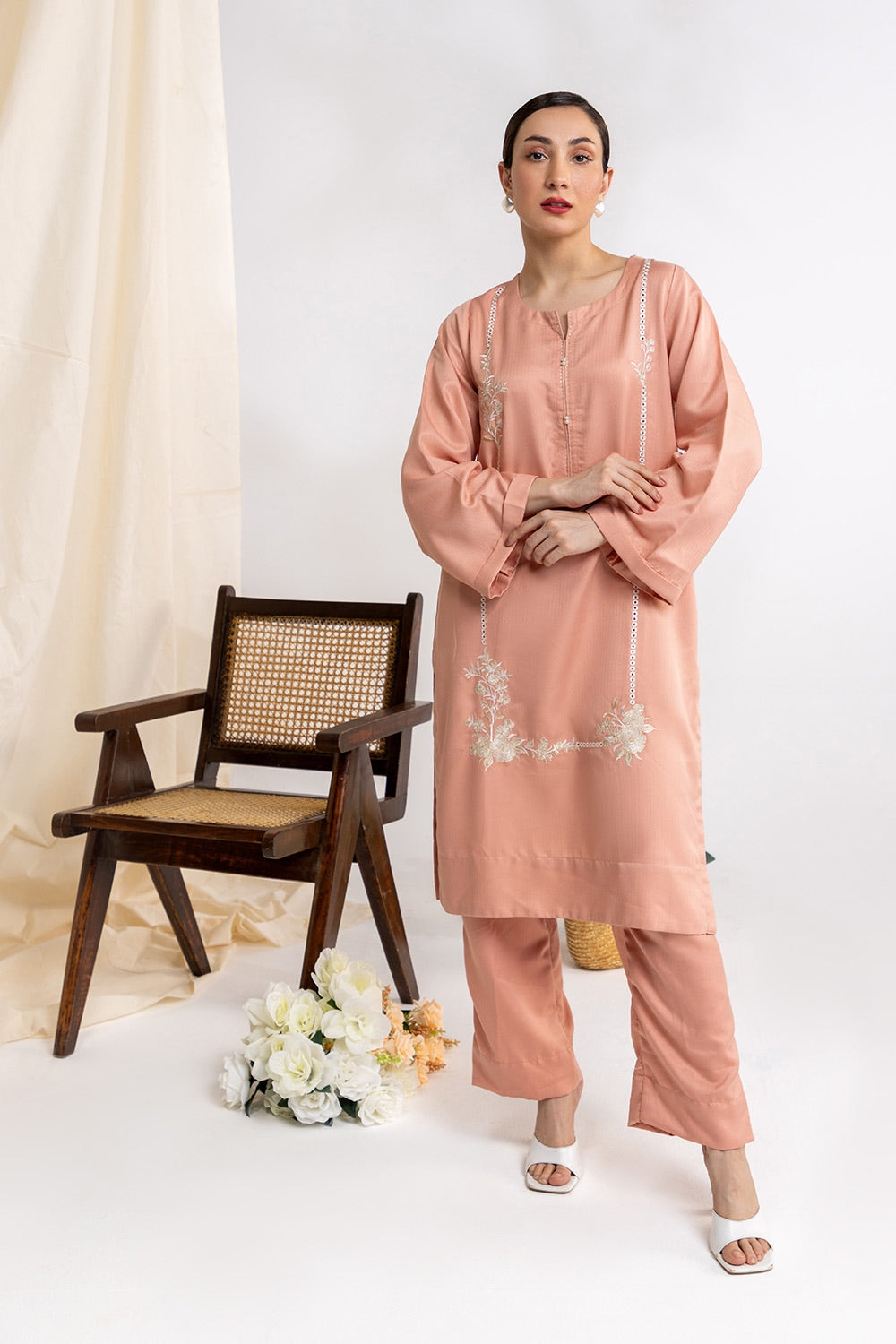 Herringbone Embroidered Shirt And Dyed Trouser IPST-44170