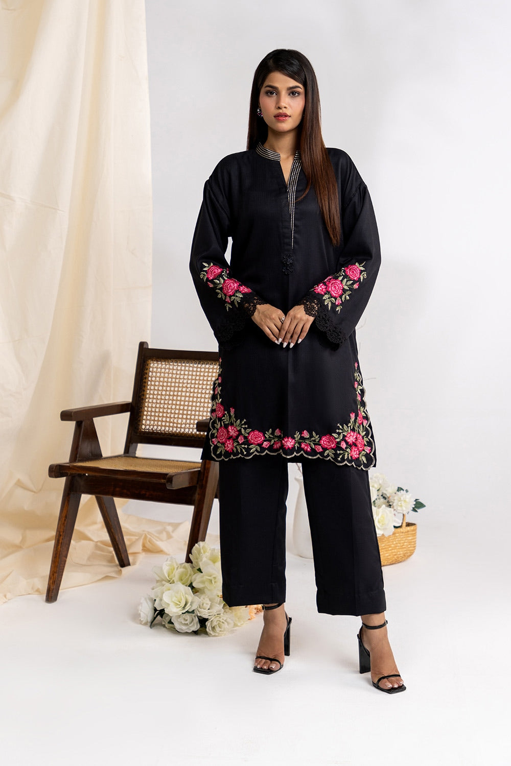 Herringbone Embroidered Shirt And Dyed Trouser IPST-44171