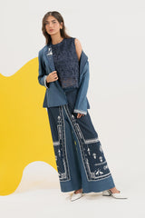 Denim Embroidered Coat IPST-44197-S