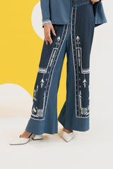 Denim Embroidered Pants IPST-44197-T