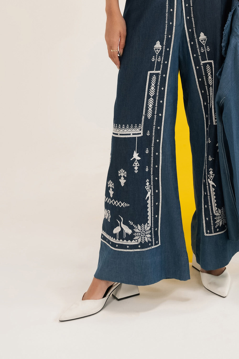 Denim Embroidered Pants IPST-44197-T