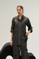 Denim Button Down Shirt With Pocket IPST-44198-S