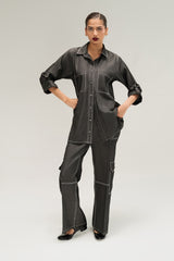 Denim Button Down Shirt With Pocket IPST-44198-S