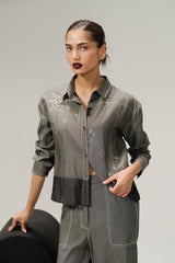Denim Embellished Button Down Shirt IPST-44199-S