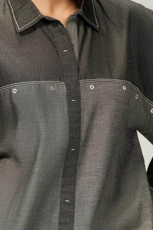 Denim Embellished Button Down Shirt IPST-44200-S