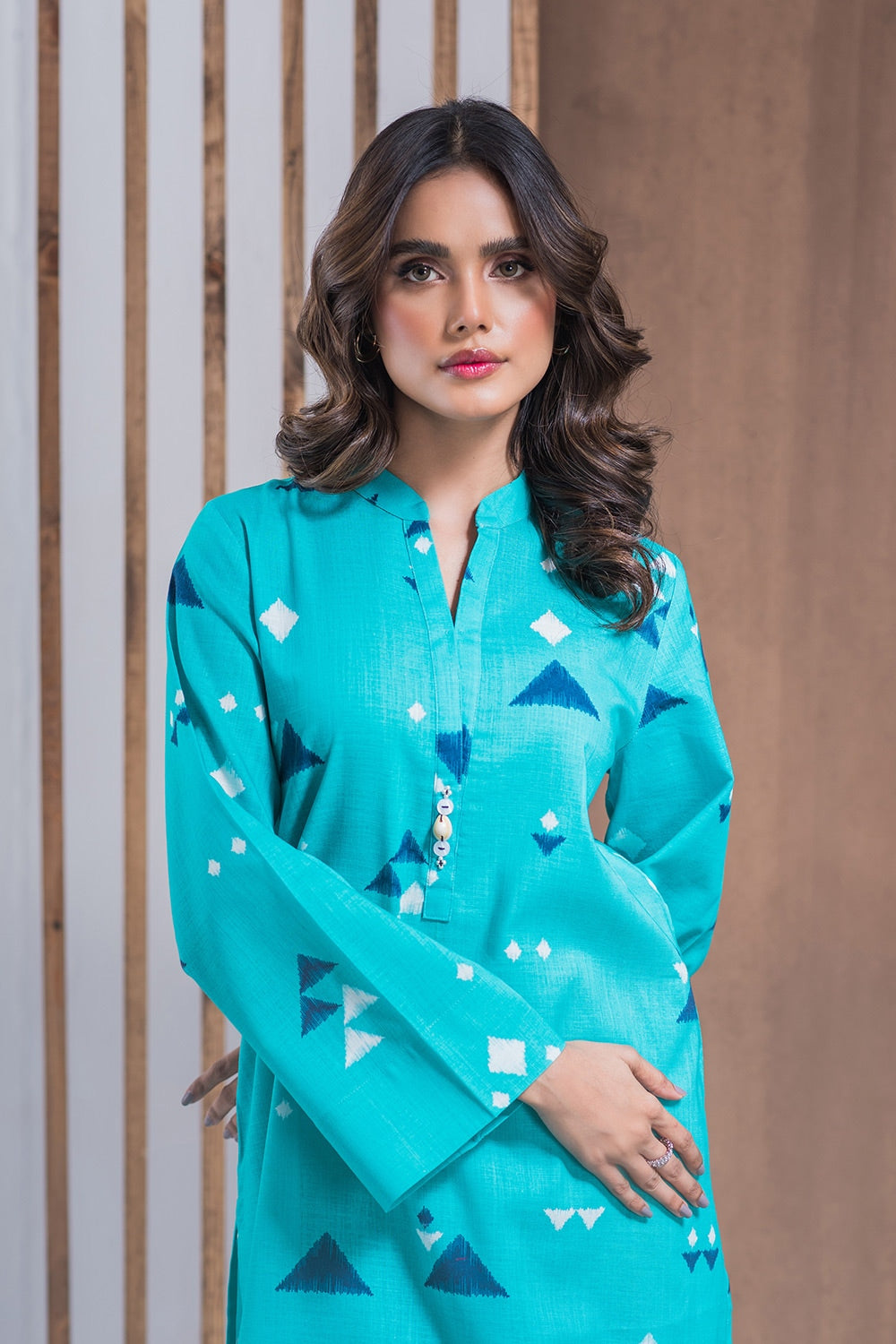 Cross Slub Printed Co-Ord Set IPST-44206
