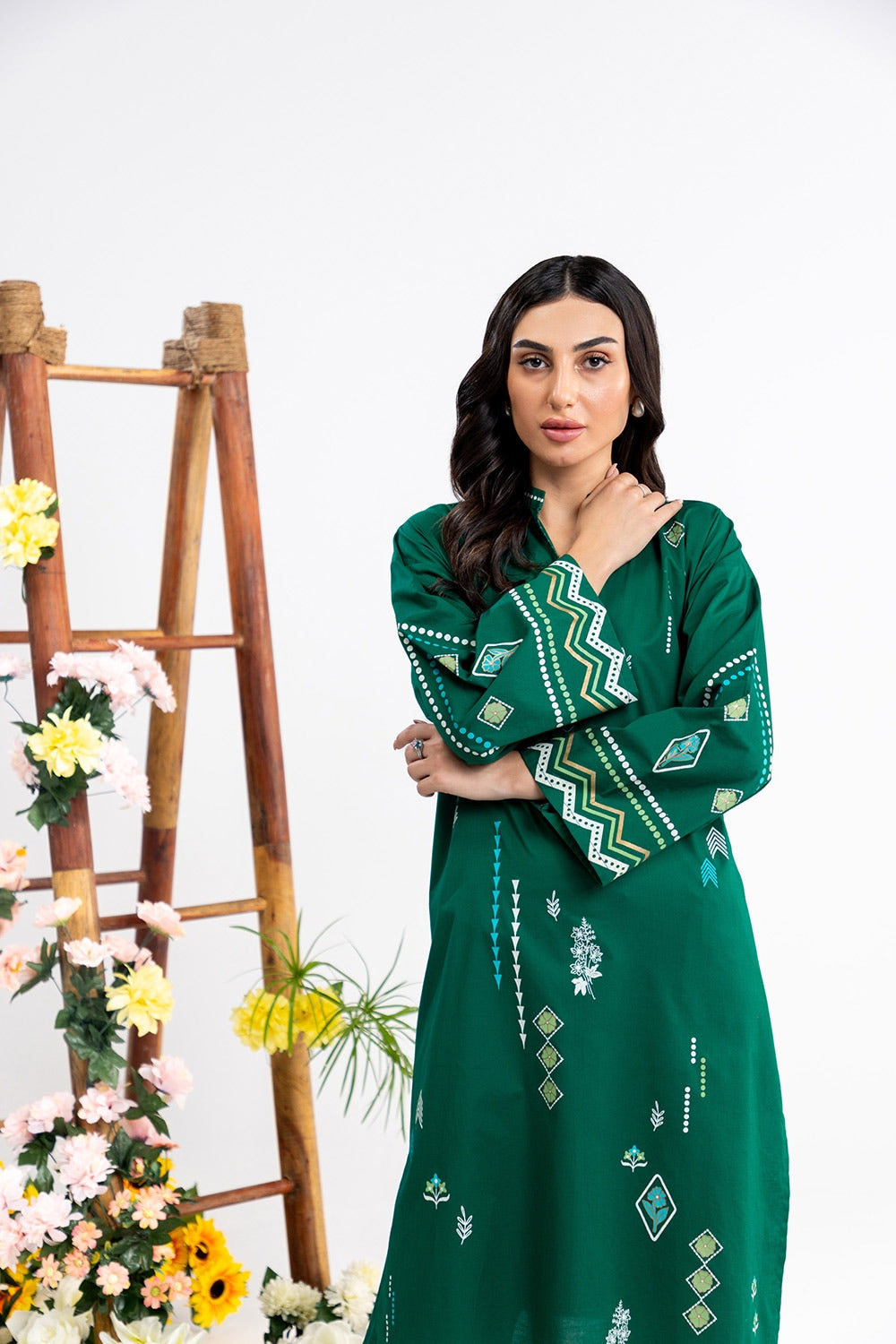 Cross Slub Block Printed Shirt And Trouser IPST-44216