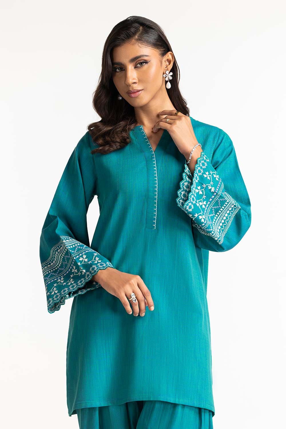 Two-Tone Herringbone Embroidered Shirt And Shalwar IPST-44227
