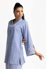 Chambray Embroidered Co-Ord Set IPST-44230