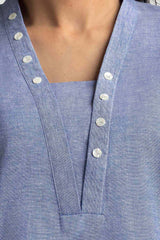 Chambray Embroidered Co-Ord Set IPST-44230