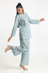Chambray Embroidered Co-Ord Set IPST-44231