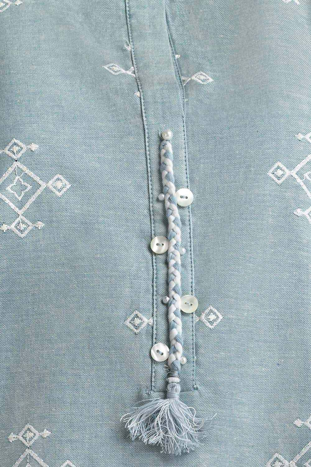 Chambray Embroidered Co-Ord Set IPST-44231