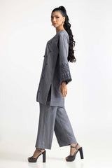 Chambray Embroidered Shirt And Dyed Trouser IPST-44232