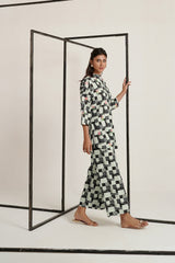 Cross Slub Printed With Embroidered Co-Ord Set IPST-44252