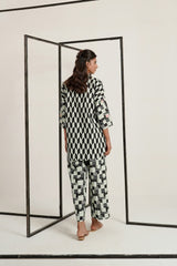 Cross Slub Printed With Embroidered Co-Ord Set IPST-44252