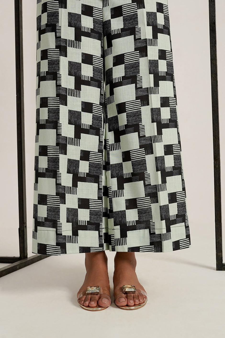 Cross Slub Printed With Embroidered Co-Ord Set