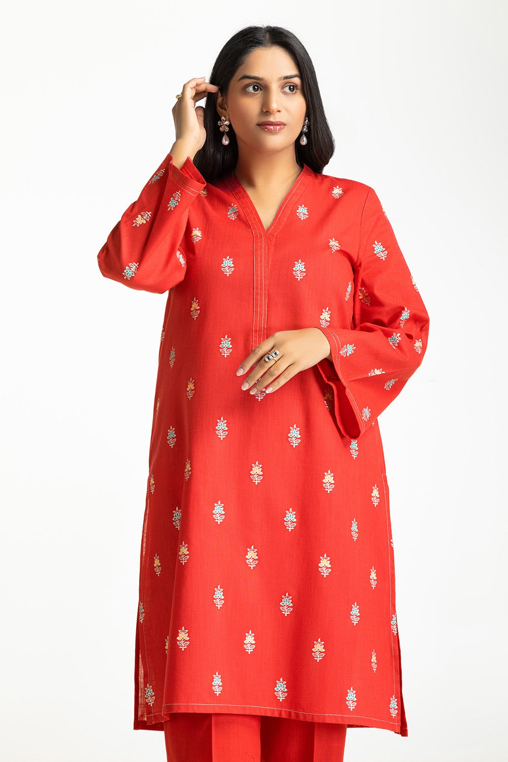 Cross Slub Block Print Shirt And Dyed Trouser IPST-44263