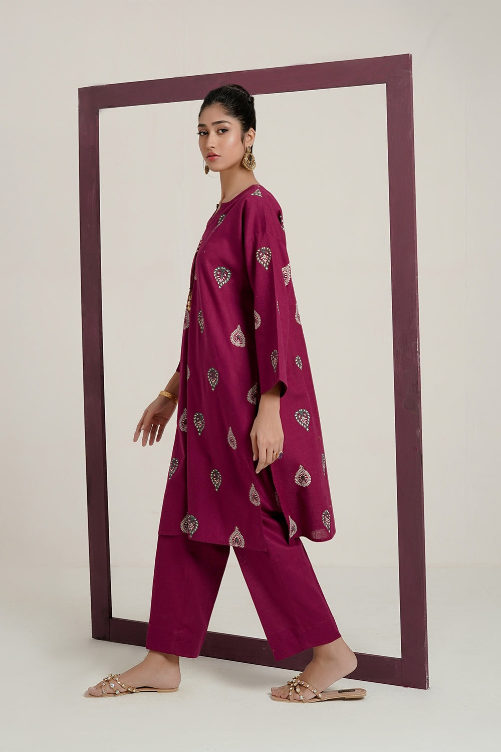 Cross Slub Block Print Shirt And Dyed Trouser IPST-44264