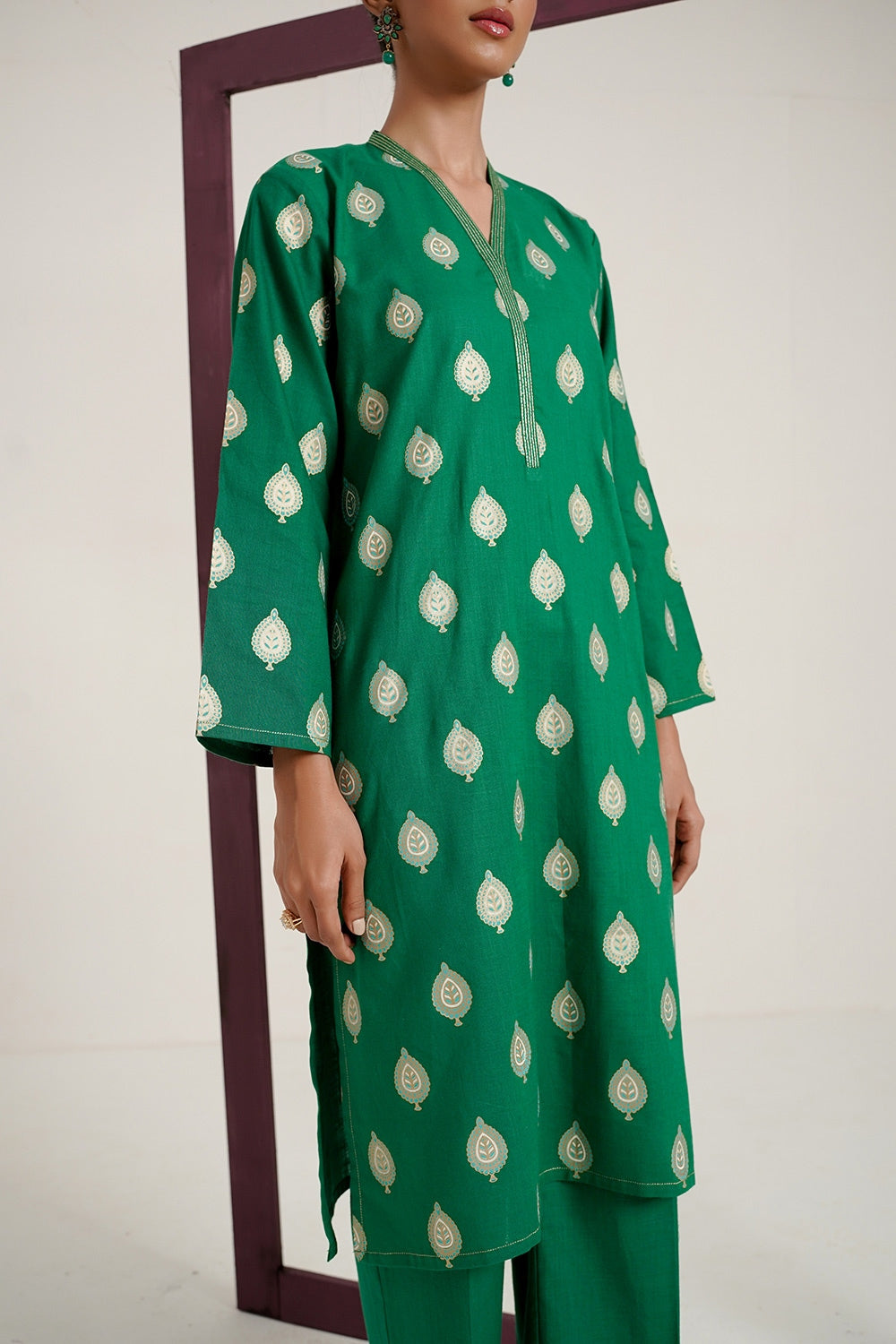 Cross Slub Block Print Shirt And Dyed Trouser IPST-44266