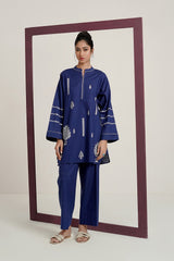 Cross Slub Block Print Shirt And Dyed Trouser IPST-44267