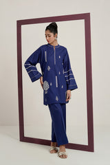 Cross Slub Block Print Shirt And Dyed Trouser IPST-44267