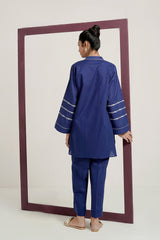 Cross Slub Block Print Shirt And Dyed Trouser IPST-44267
