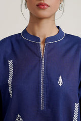 Cross Slub Block Print Shirt And Dyed Trouser IPST-44267