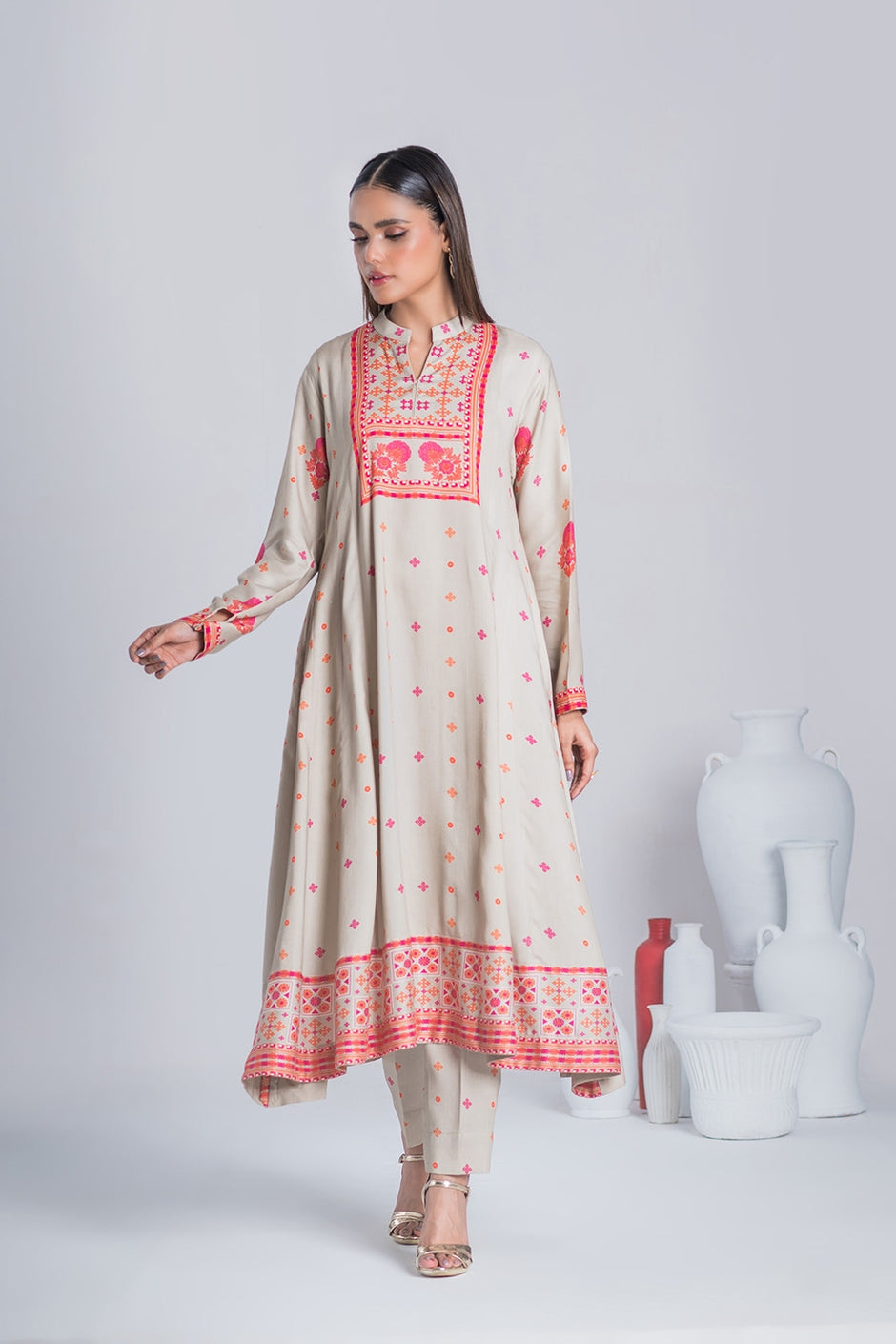 Twill Viscose Printed Frock And Printed Trouser