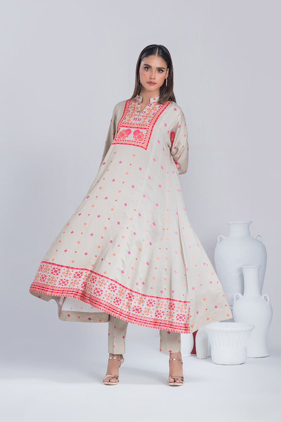 Twill Viscose Printed Frock And Printed Trouser