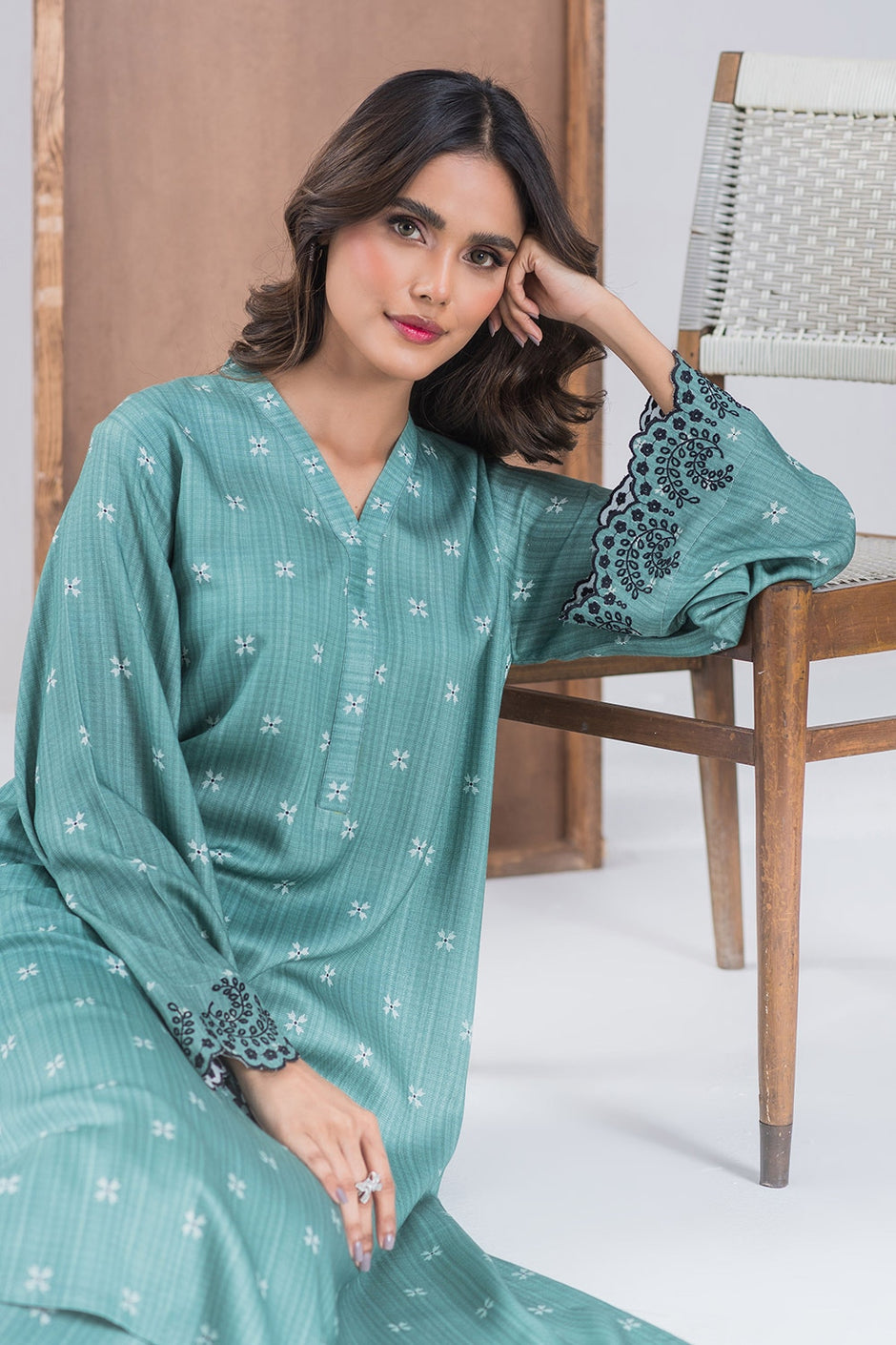Twill Viscose Embroidered Co-Ord Set