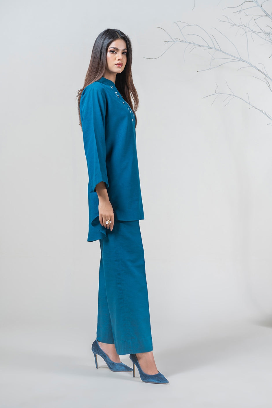 Khaddar Embellished Shirt And Trouser