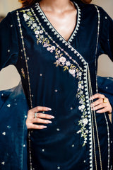 3 Piece Velvet Embroidered Suit IPSTD-44111
