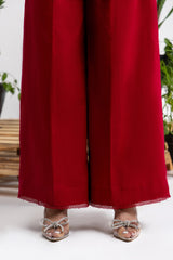 3 Piece Embroidered Cross Slub Suit IPSTD-44122
