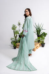 3 Piece Embroidered Cross Slub Suit IPSTD-44125