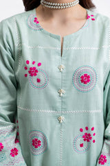 3 Piece Embroidered Cross Slub Suit IPSTD-44125