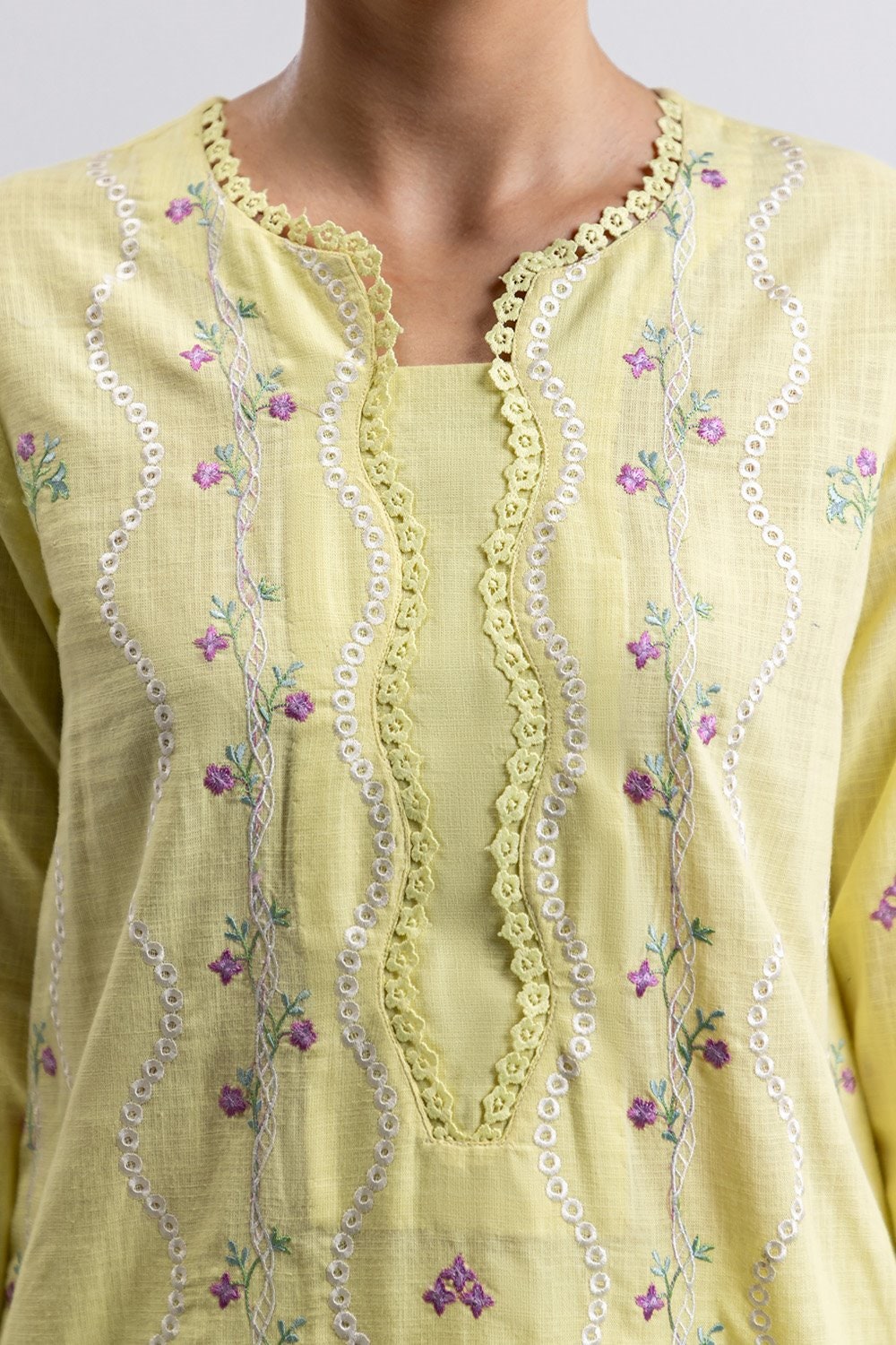 3 Piece Cross Slub Embroidered Suit