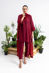 3 Piece Dyed Embroidered Acrylic Suit IPSTD-44127