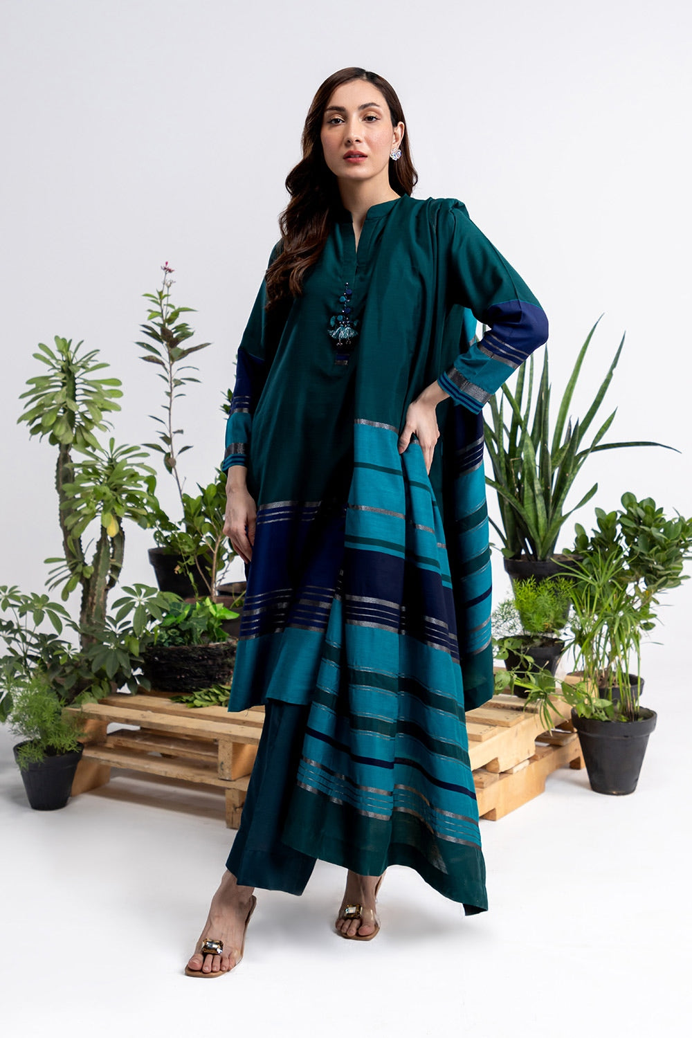 3 Piece Jacquard Embellished Suit